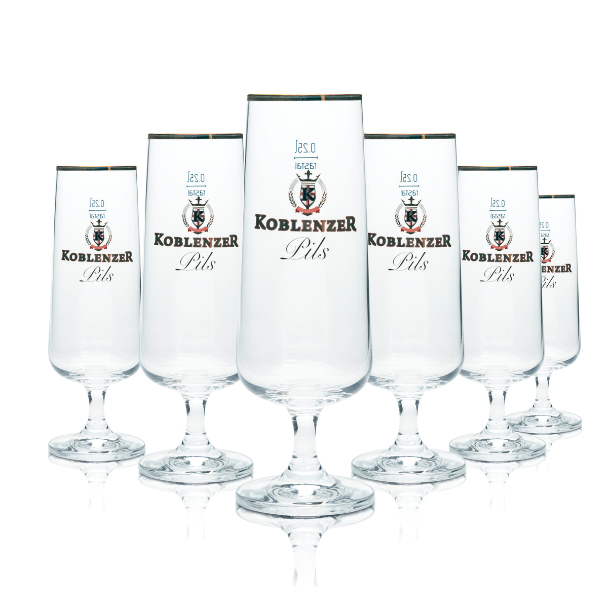 6 verres à bière de Coblence 0,25 l, forme tulipe, bord doré, verres à bière Pils, bar gastronomique – Vue 4