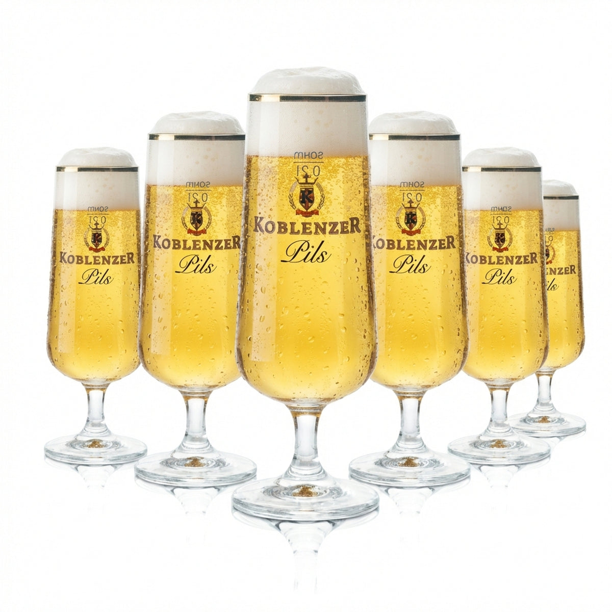 6 verres à bière de Coblence 0,2 l, forme tulipe, bord doré, verres Gastro Bar Pils
