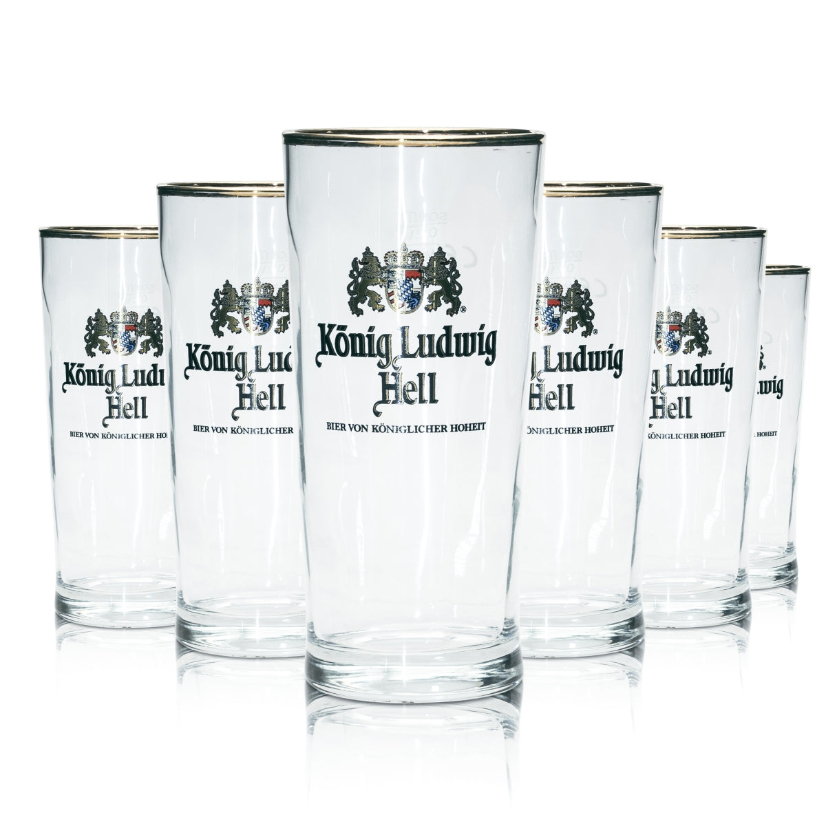 6 verres à bière König Ludwig 0,2 l Willi Becher Germania Relief Schlief Gläser Beer