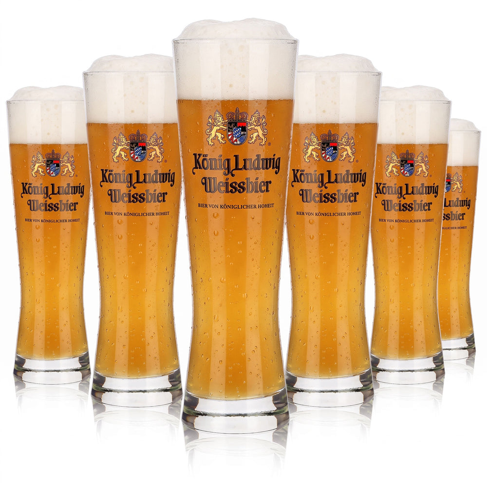 Lot de 6 verres à bière « König Ludwig » de 0,3 l, modèle coupe, pour la bière blanche de Son Altesse Royale (lot de 6)