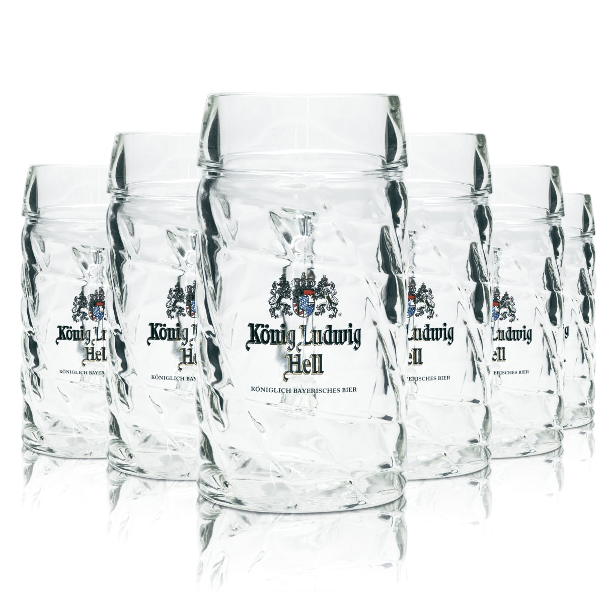 6 verres à bière König Ludwig 0,5 l, chope en forme de losange, relief Sahm, anses – Vue 2