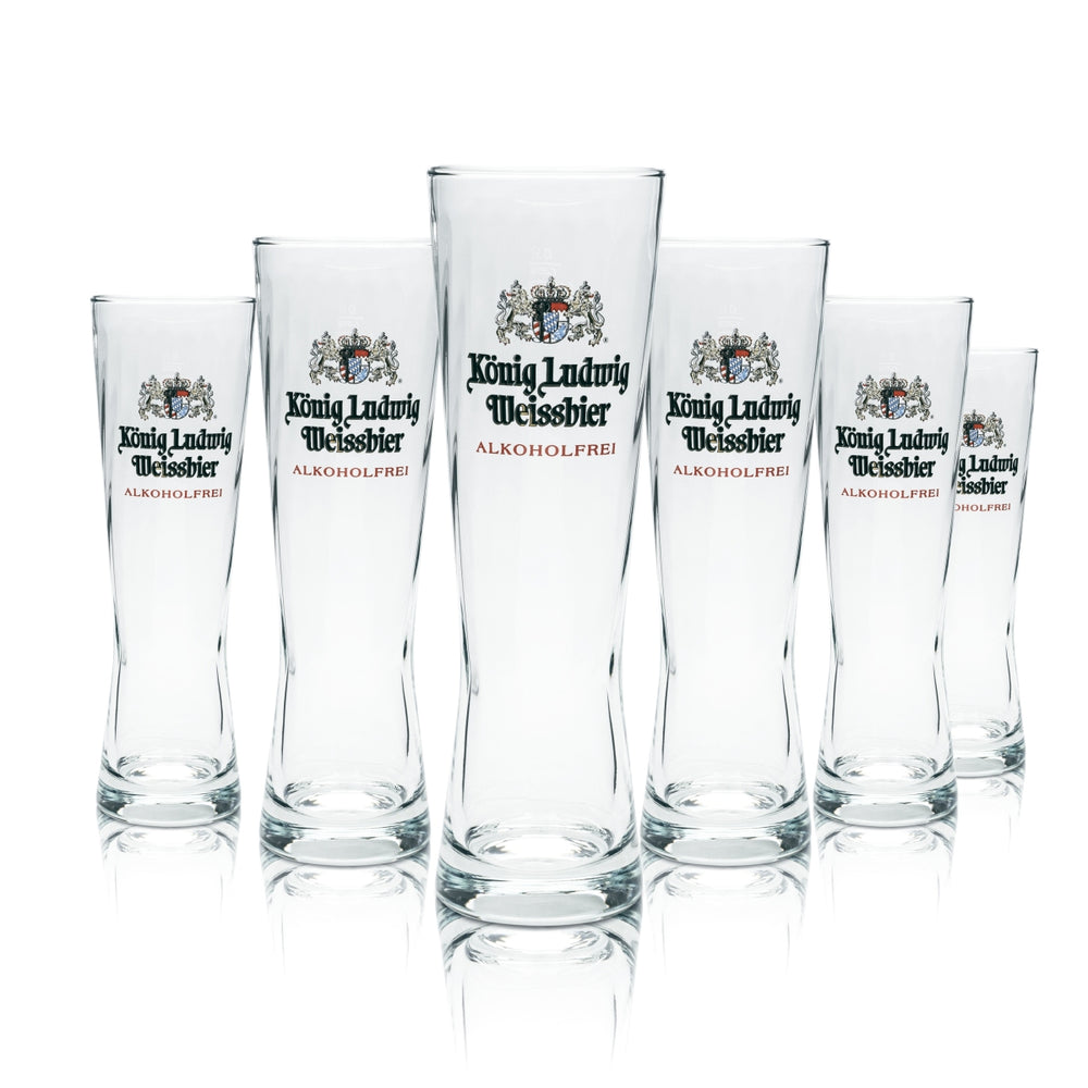 6 verres à bière König Ludwig 0,5 l, bière blanche sans alcool, levure, blé, Bavière