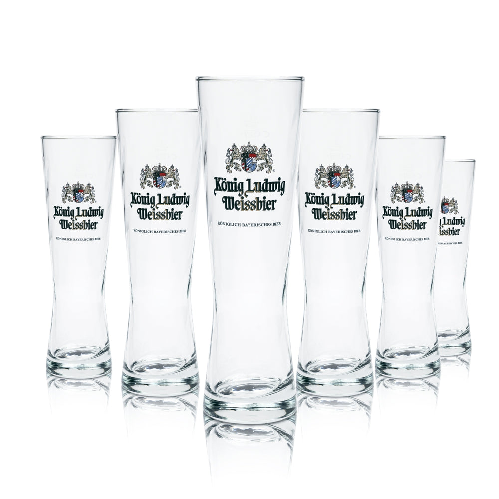 6 verres à bière König Ludwig 0,5 l pour bière blanche, exclusifs, levure de blé, Bavière, bière
