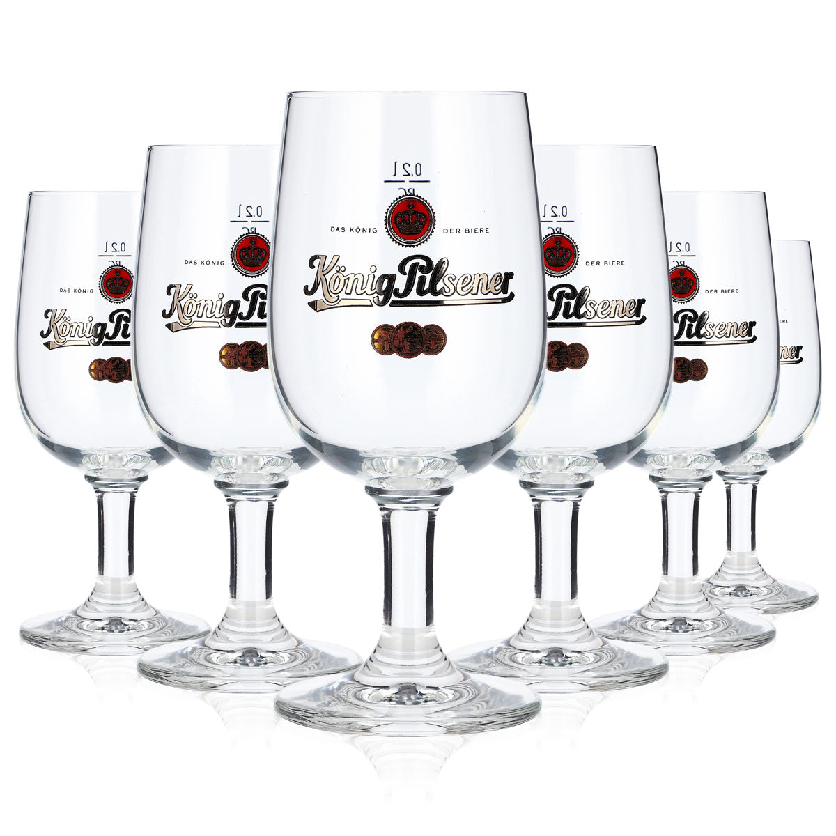 6 verres à bière König Pilsener de 0,2 l, forme coupe, avec logo RC doré (lot de 6)