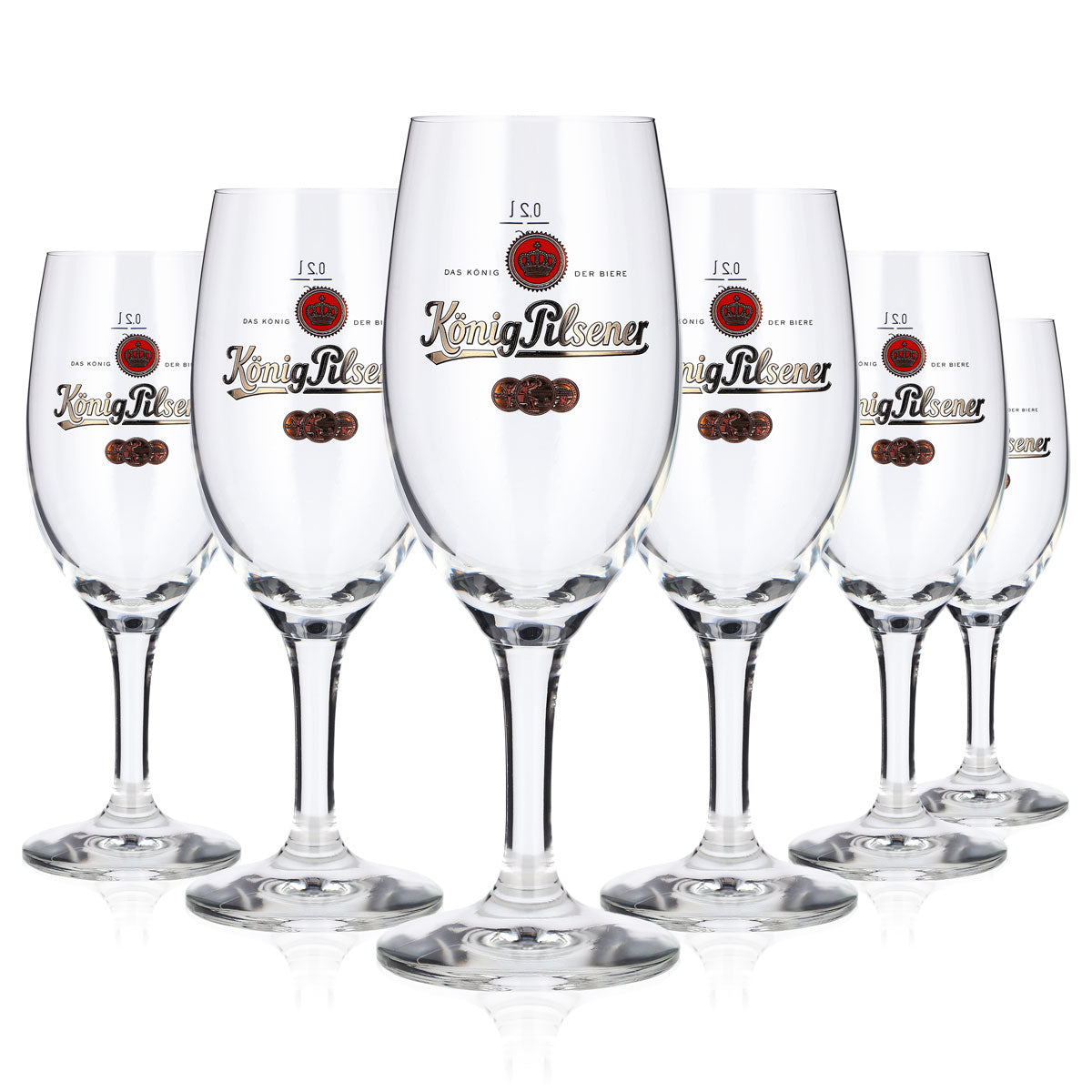 Lot de 6 verres à bière König Pilsener 0,2 l, forme tulipe – « Le roi des bières » – Verre à bière rc