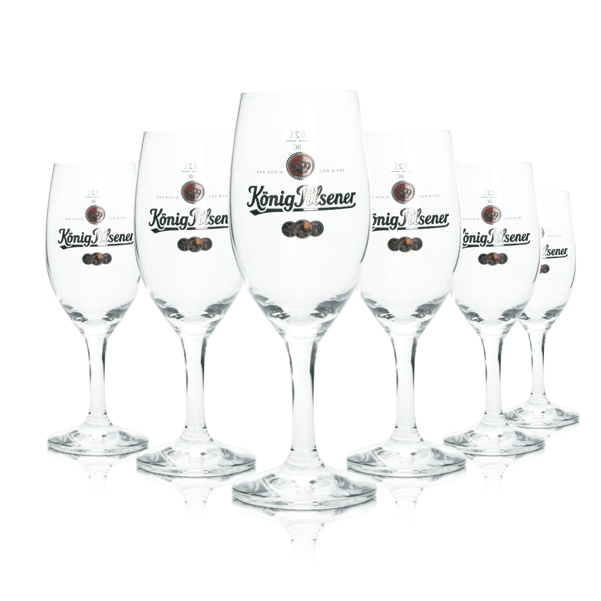 6 verres à bière König Pilsner 0,2 l, forme tulipe, calibrés pour la restauration, pour bar à bière