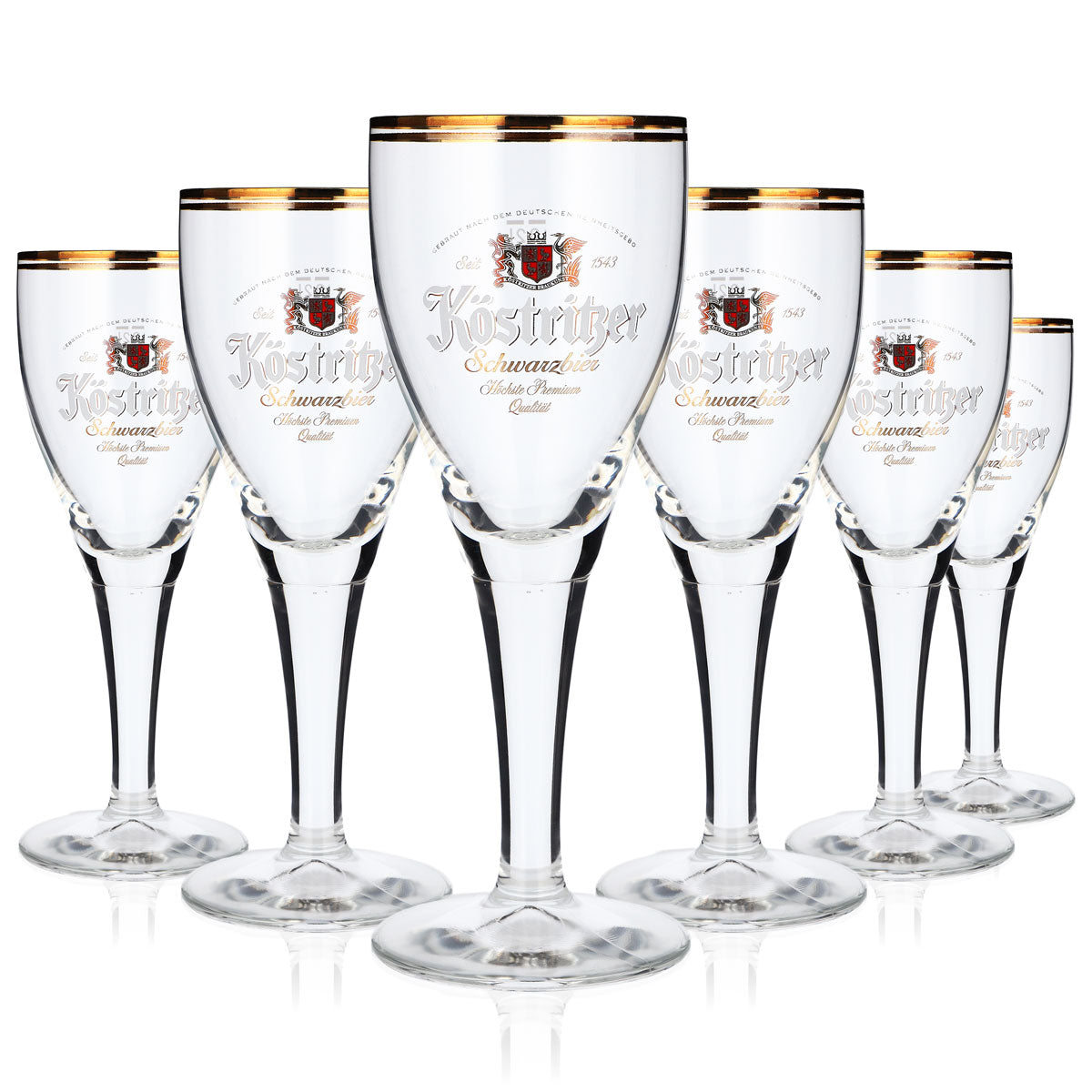 6 verres à bière Köstritzer 0,2 l « Schwarzbier » à double bord doré – Vue 5