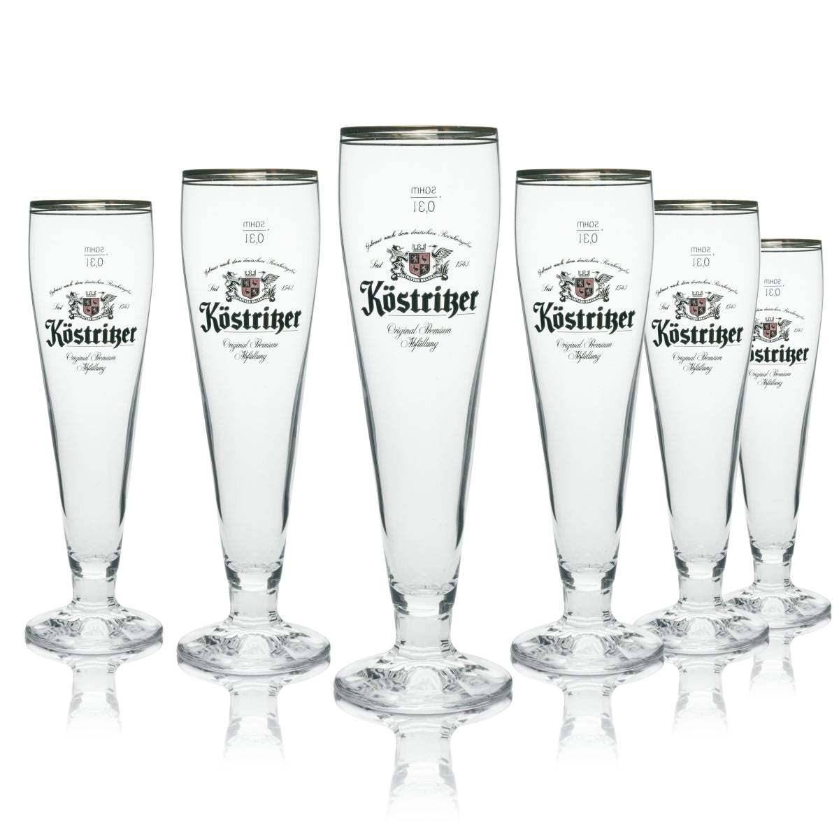 6 verres à bière Köstritzer 0,3 l, coupe avec blason 1543