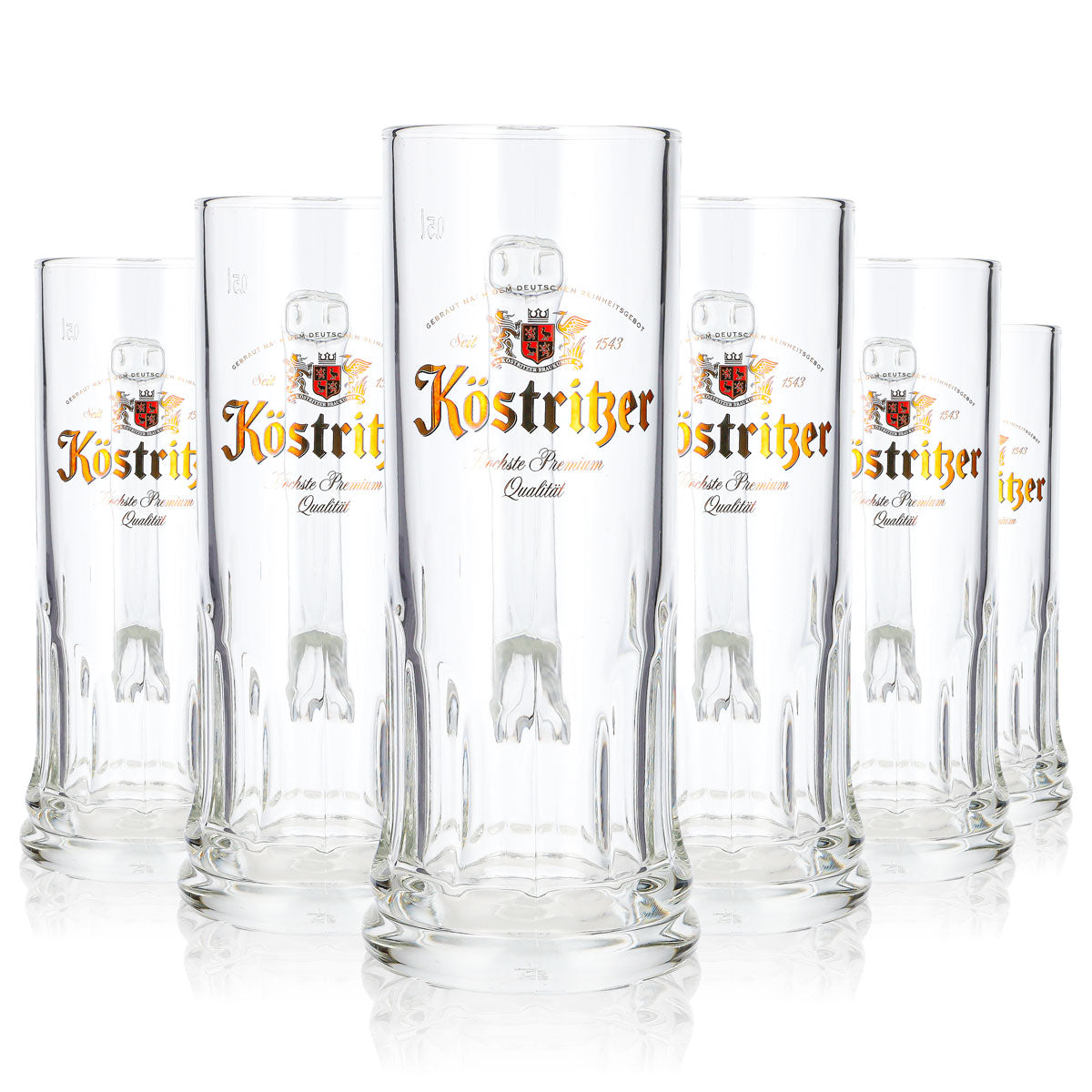 Lot de 6 verres à bière Köstritzer, chope de 0,5 l, modèle droit en relief « Rastal » (lot de 6)
