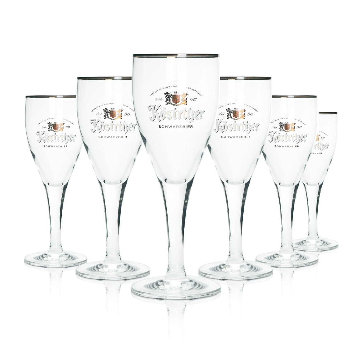 6 verres Köstritzer 0,3 l, forme tulipe, bord doré, verres à bière, bar gastronomique, bière brune