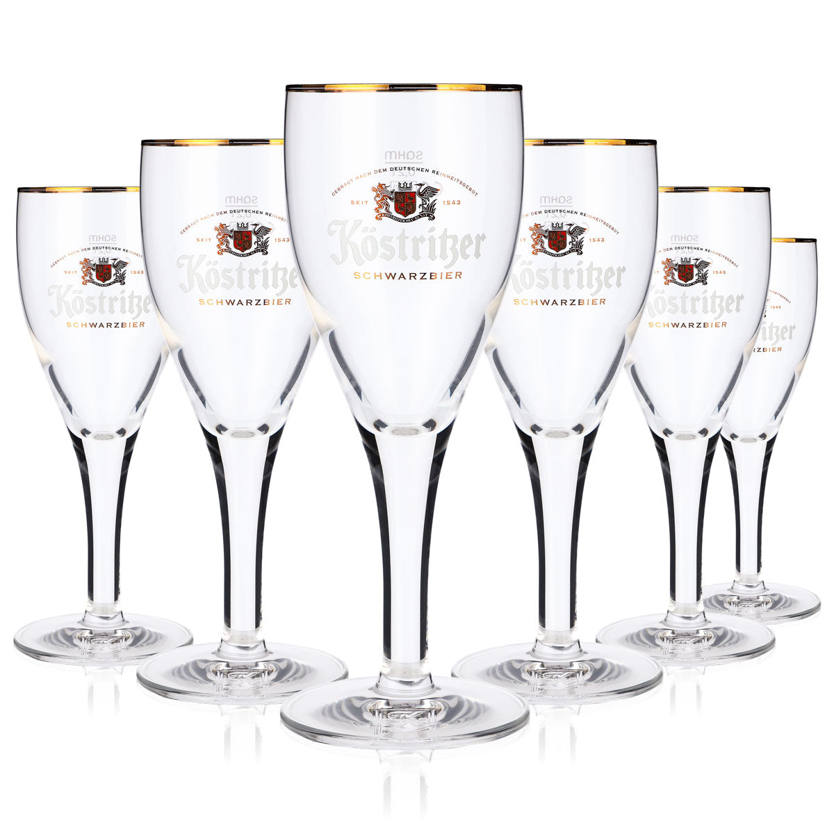 lot de 6 verres à bière exclusifs Köstritzer Schwarzbier - Verre à bière 0,2 l avec bord doré raffiné et graduation – Vue 2