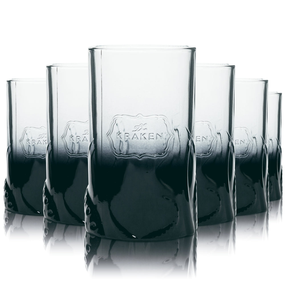 6 verres à rhum Kraken 0,3 l, impression en relief noir, verres à long drink Tentakel Tinto