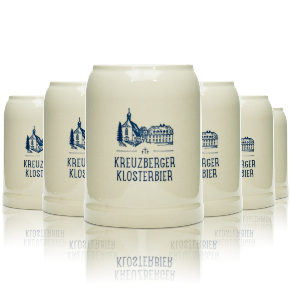 6 chopes à bière Kreuzberger Klosterbräu 0,5 l en grès avec anse