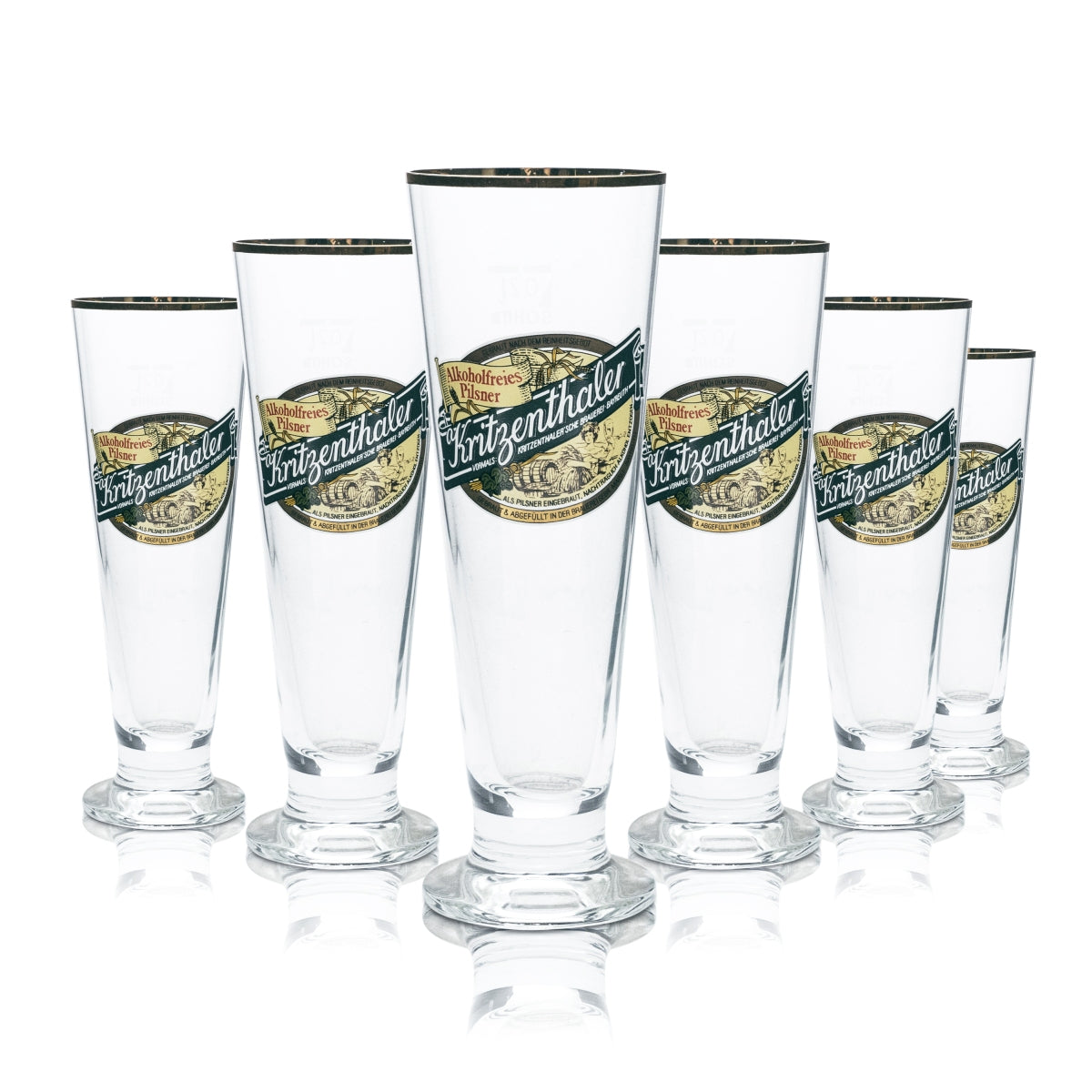 6 verres à bière Kritzenthaler 0,2 l, forme tulipe, bord doré, sans alcool, pour la restauration