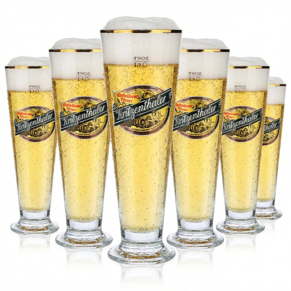 6 verres à bière Kritzenthaler 0,4 l tulipe sans alcool bord doré Sahm Florenz