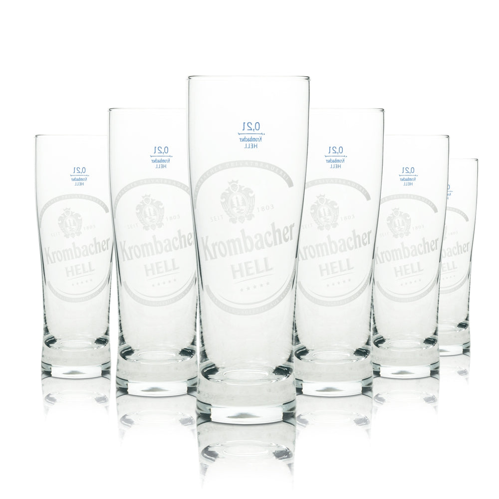 6 verres à bière Krombacher 0,2 l, bière blonde Sahm Willi Pils, brasserie Beer
