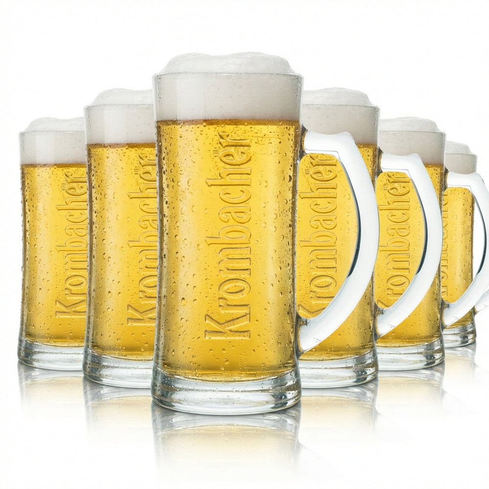 6 verres à bière Krombacher 0,2 l, chope, logo Rastal en relief
