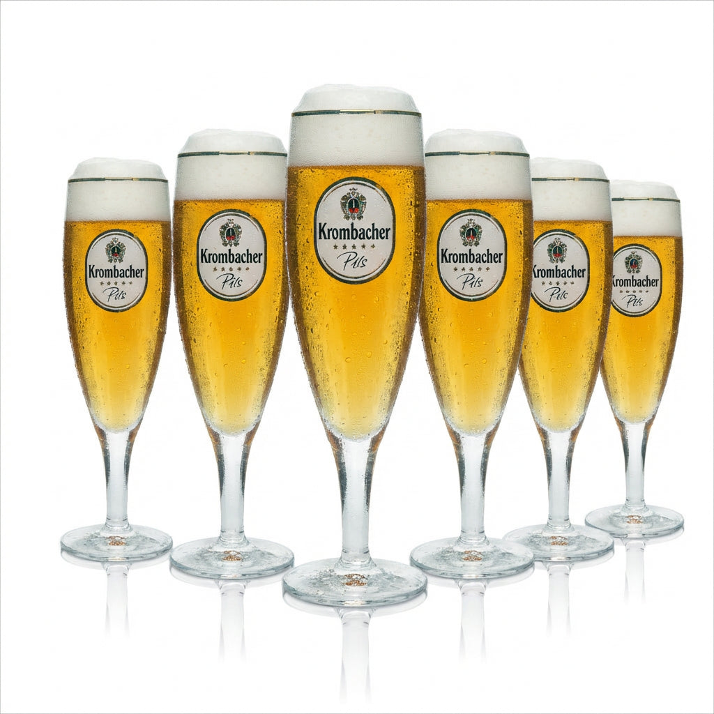 6 verres à bière Krombacher 0,2 l Verres exclusifs en forme de coupe Verres à bière tulipe Verres à bière pilse Tulipes Bord doré