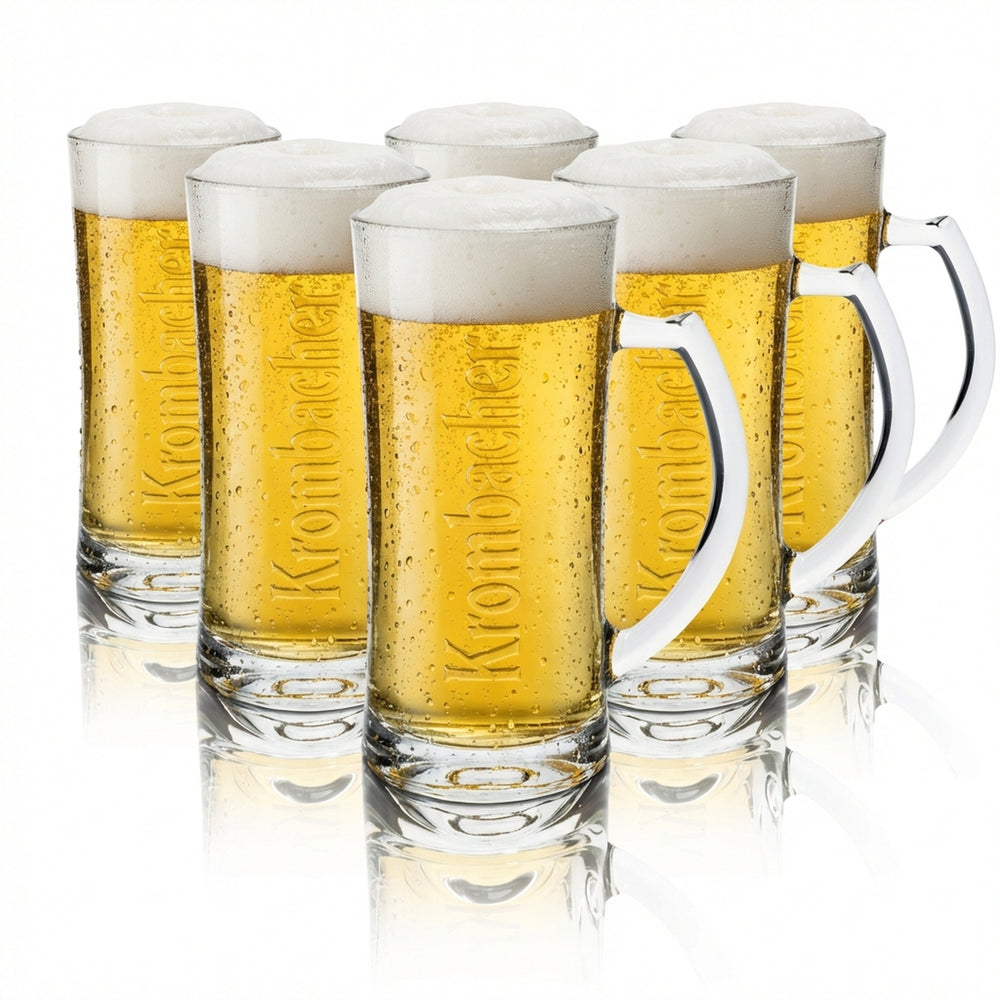 6 verres Krombacher 0,5 l, chopes Humpen Seidel en relief, verres à bière Pils Gastro en chêne