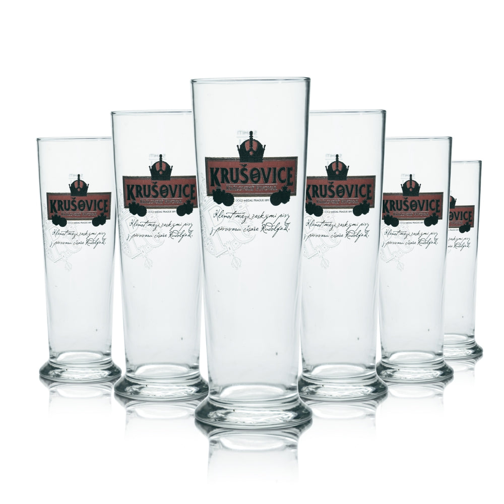 6 verres Krusovice 0,5 l Verres à bière Coupe Brasserie Tchèque Brune Noir Gastronomie