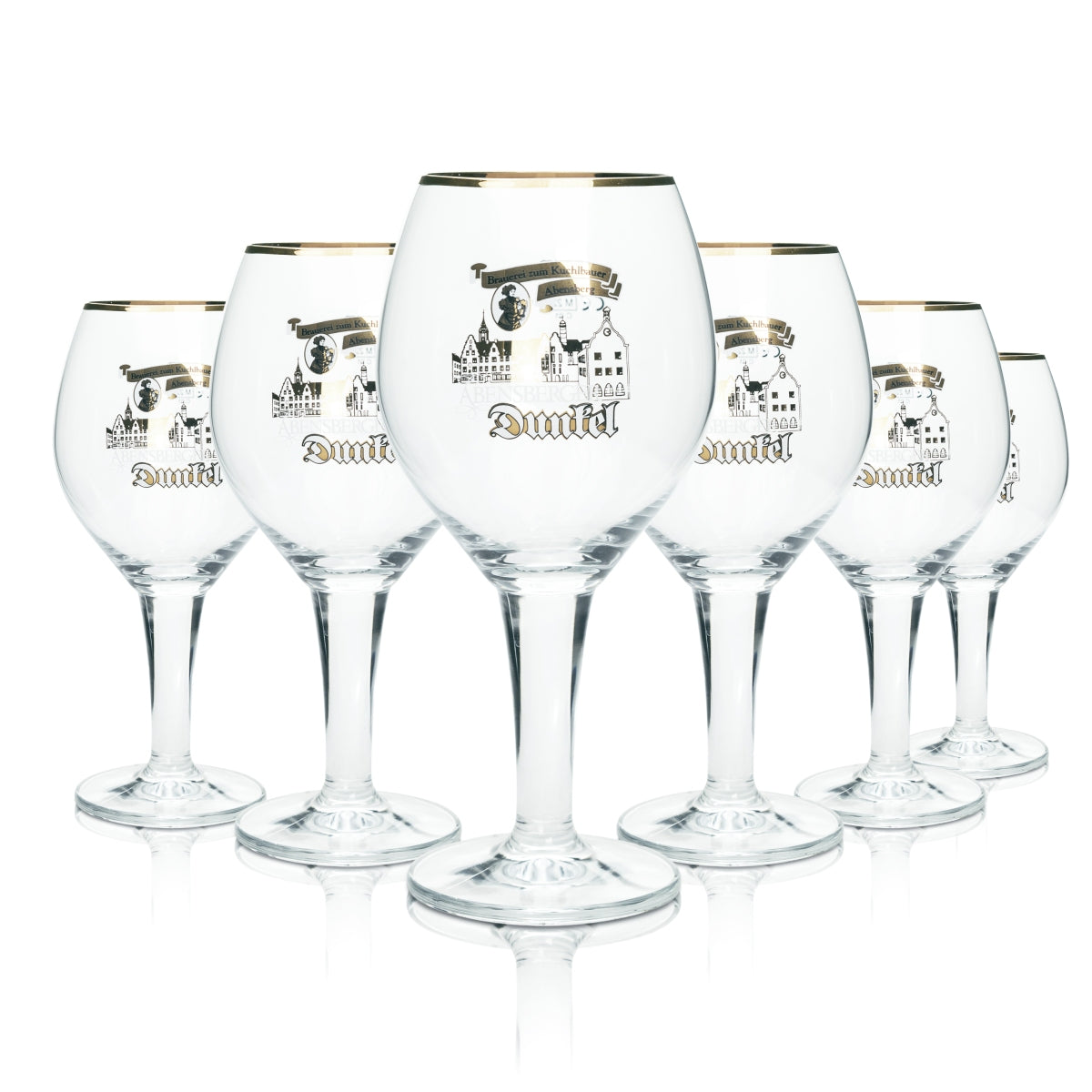 6 verres à bière Kuchlbauer 0,5 l, forme tulipe, bord doré, « Abensberger Dunkel »