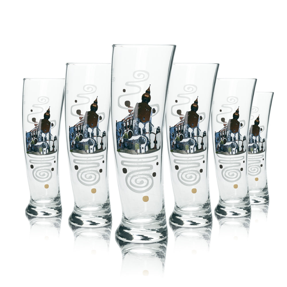 6 verres à bière Kuchlbauer 0,5 l, design Kunsthaus Abensberg, bière blanche, levure