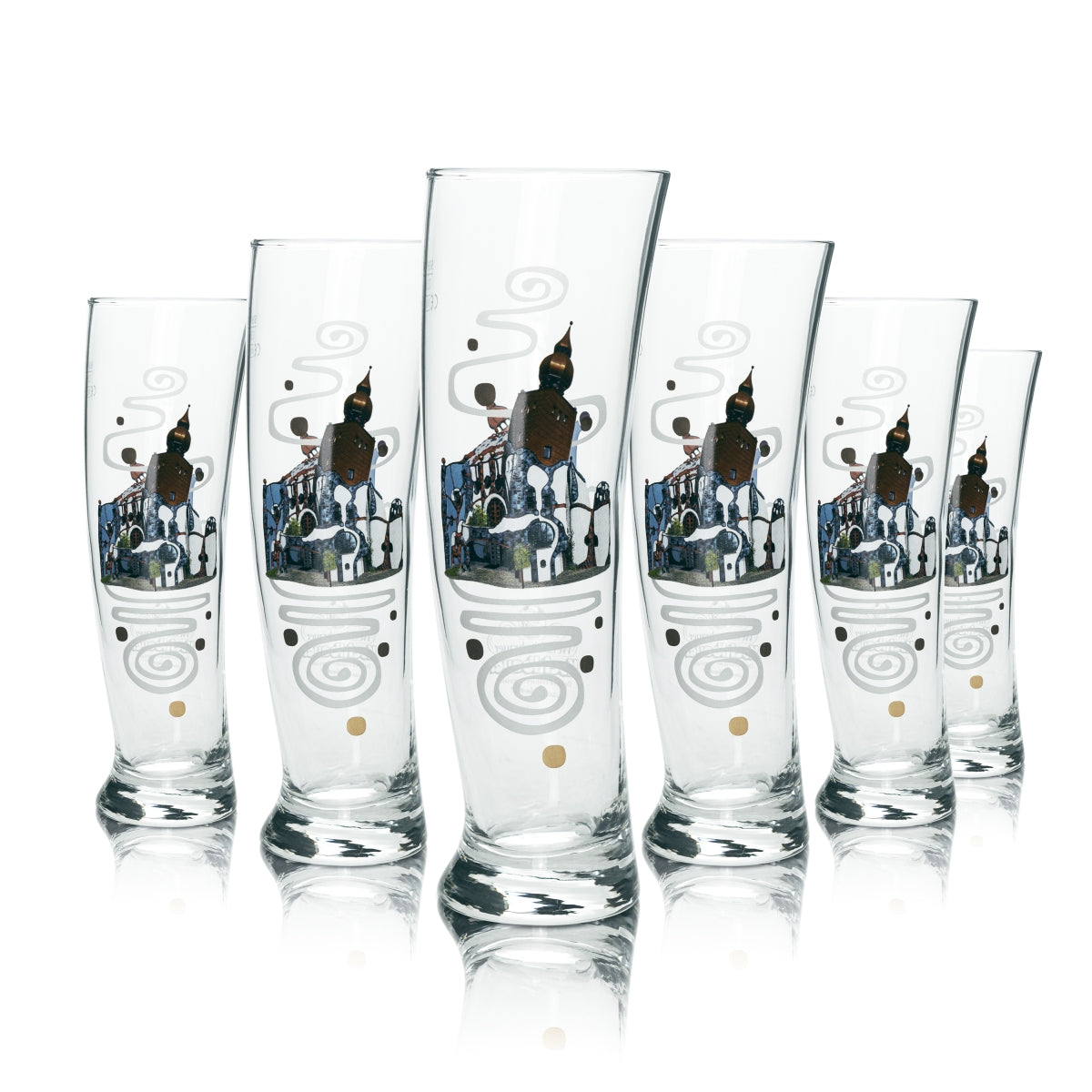 6 verres à bière Kuchlbauer 0,5 l, design Kunsthaus Abensberg, bière blanche, levure