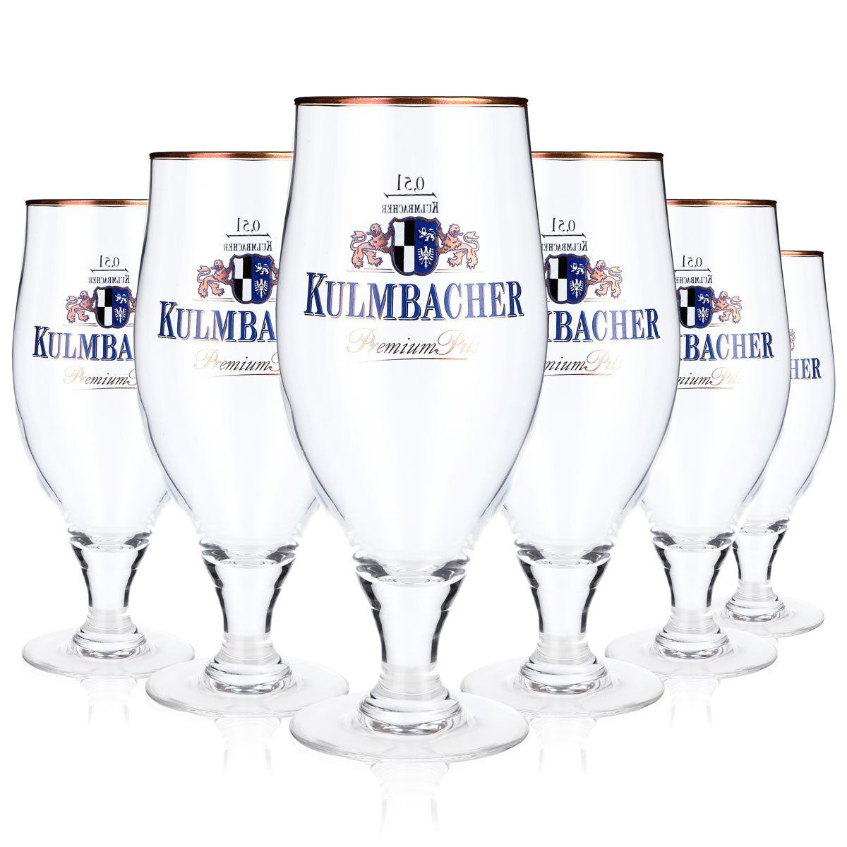 6x  Verre à bière Kulmbacher Reichelbräu 0,5 l avec bordure bleue et inscription bleue