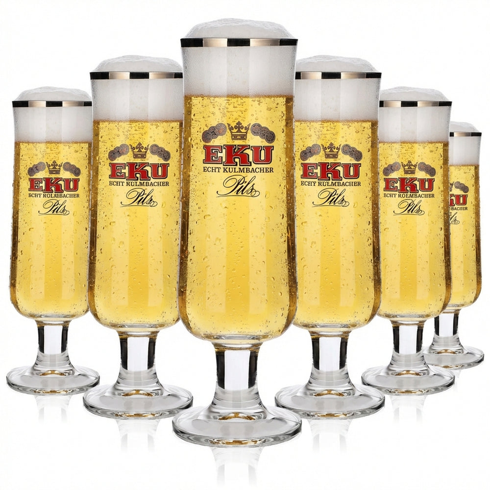 6 verres à bière Kulmbacher Reichelbräu 0,4 l, design coupe, lot de verres EKU Pils Brauerei