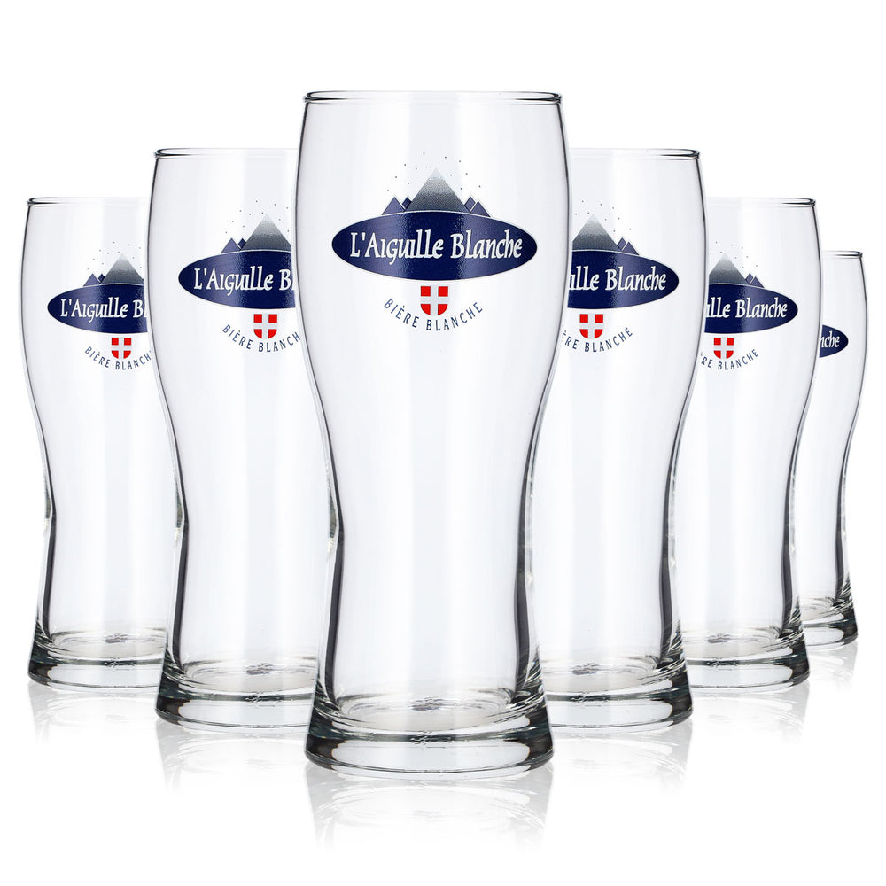 6 verres à bière L'Aiguille, 0,33 l, avec logo bleu, verres à bière Willibecher (lot de 6)