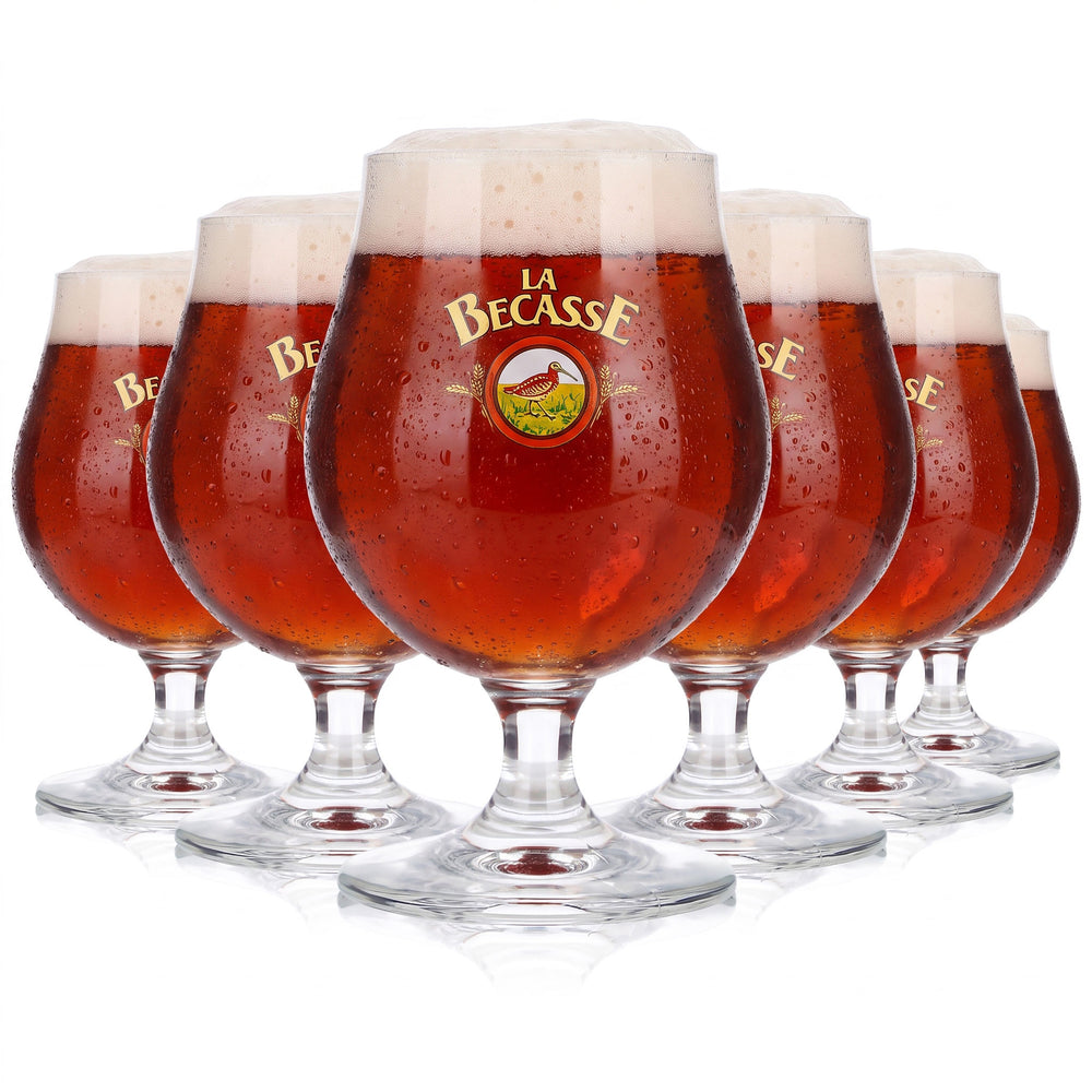 Lot de 6 verres à bière La Becasse, verres à pied, 0,25 l, forme tulipe, logo marron Ritzenhoff