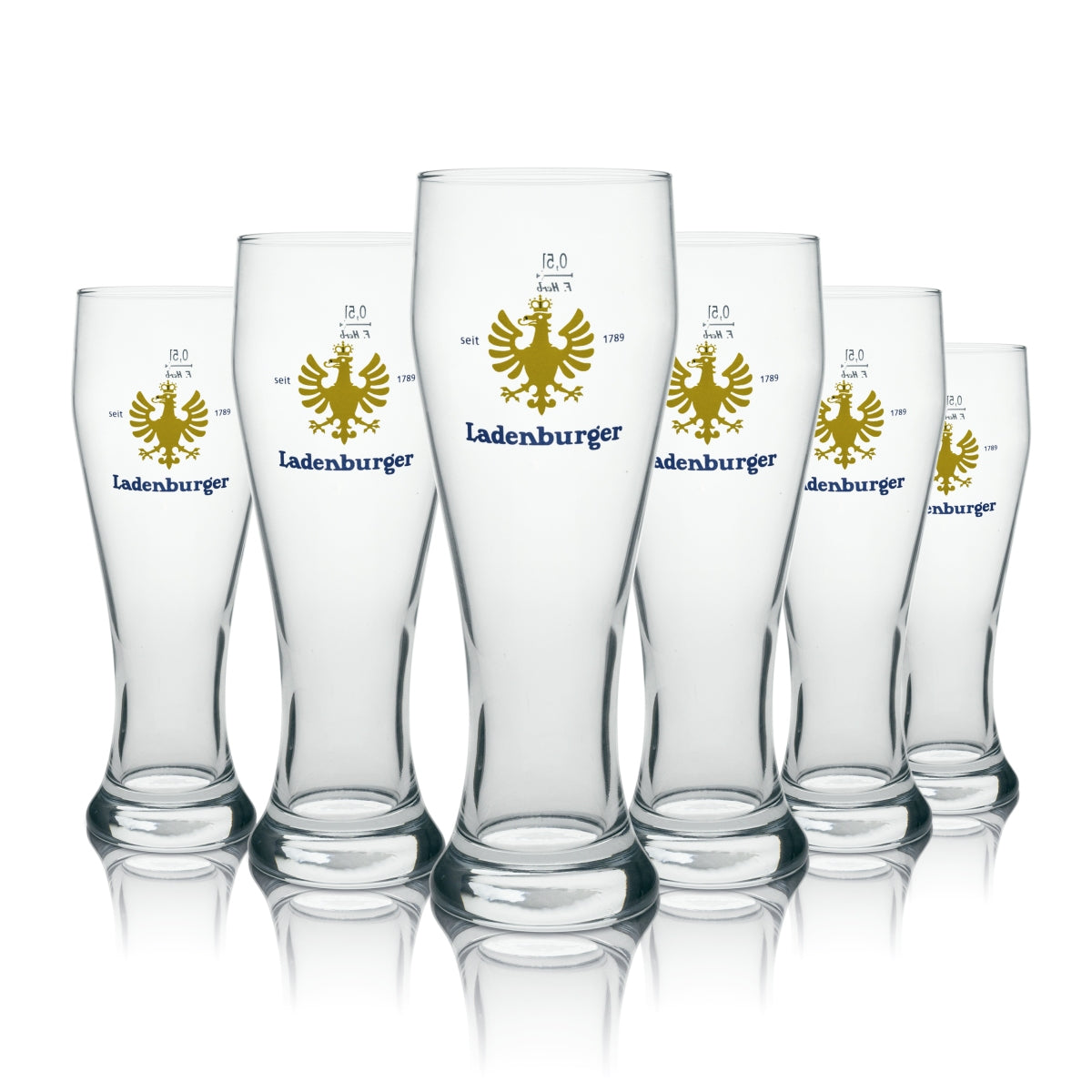 6 verres à bière Ladenburger, verre à bière blanche, 0,5 l