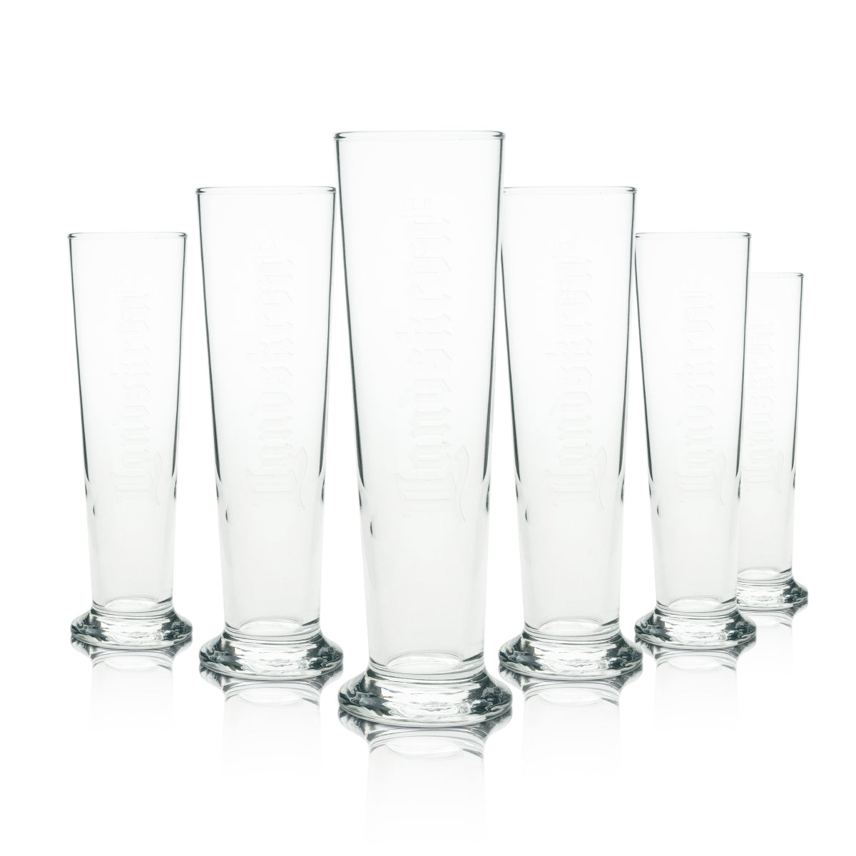 6 verres à bière Landskron tulipe 0,3 l avec logo en relief Rastal