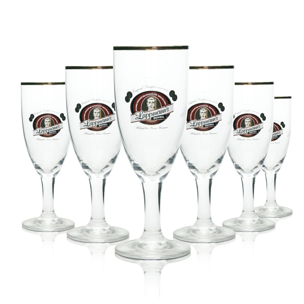 6x verre à bière Lappmann, coupe foncée avec bord doré, 0,3 l