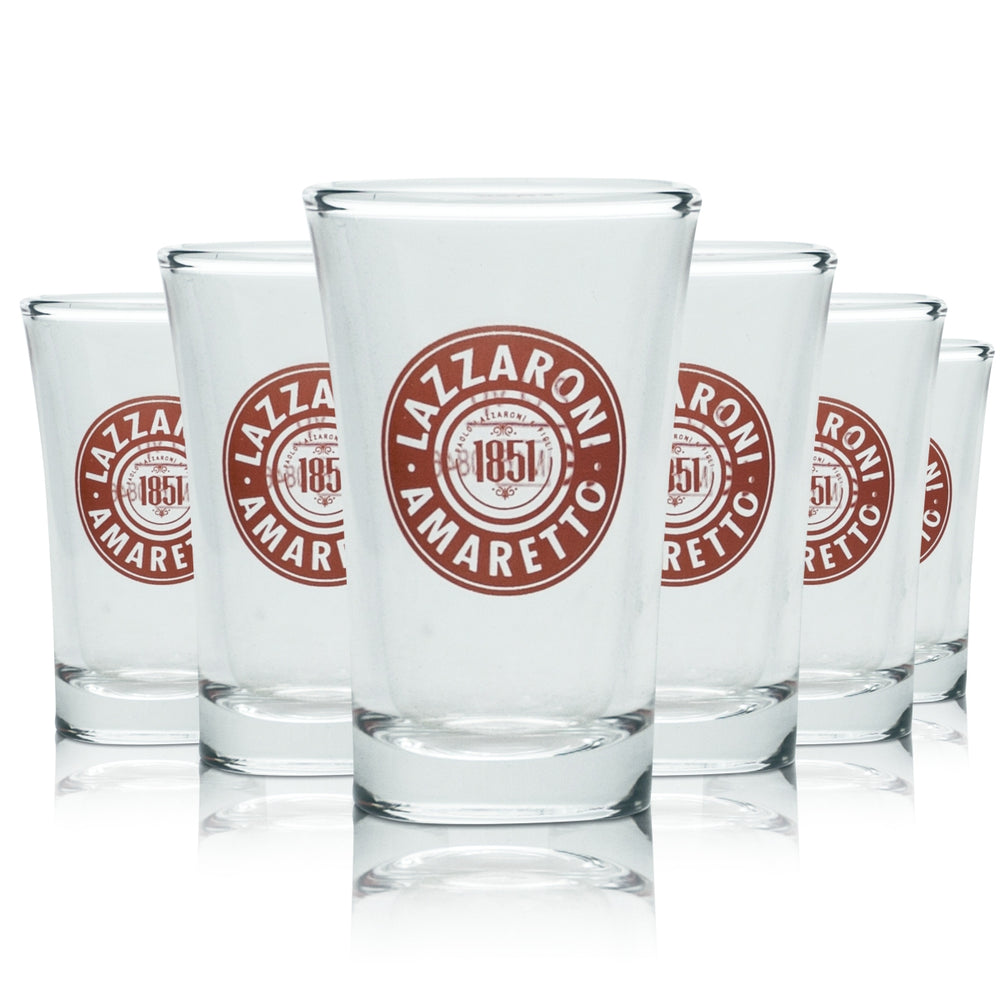 6x Lazzaroni Amaretto Verre 2 cl Shot 1851 Verres à schnaps Stamper Short Junior