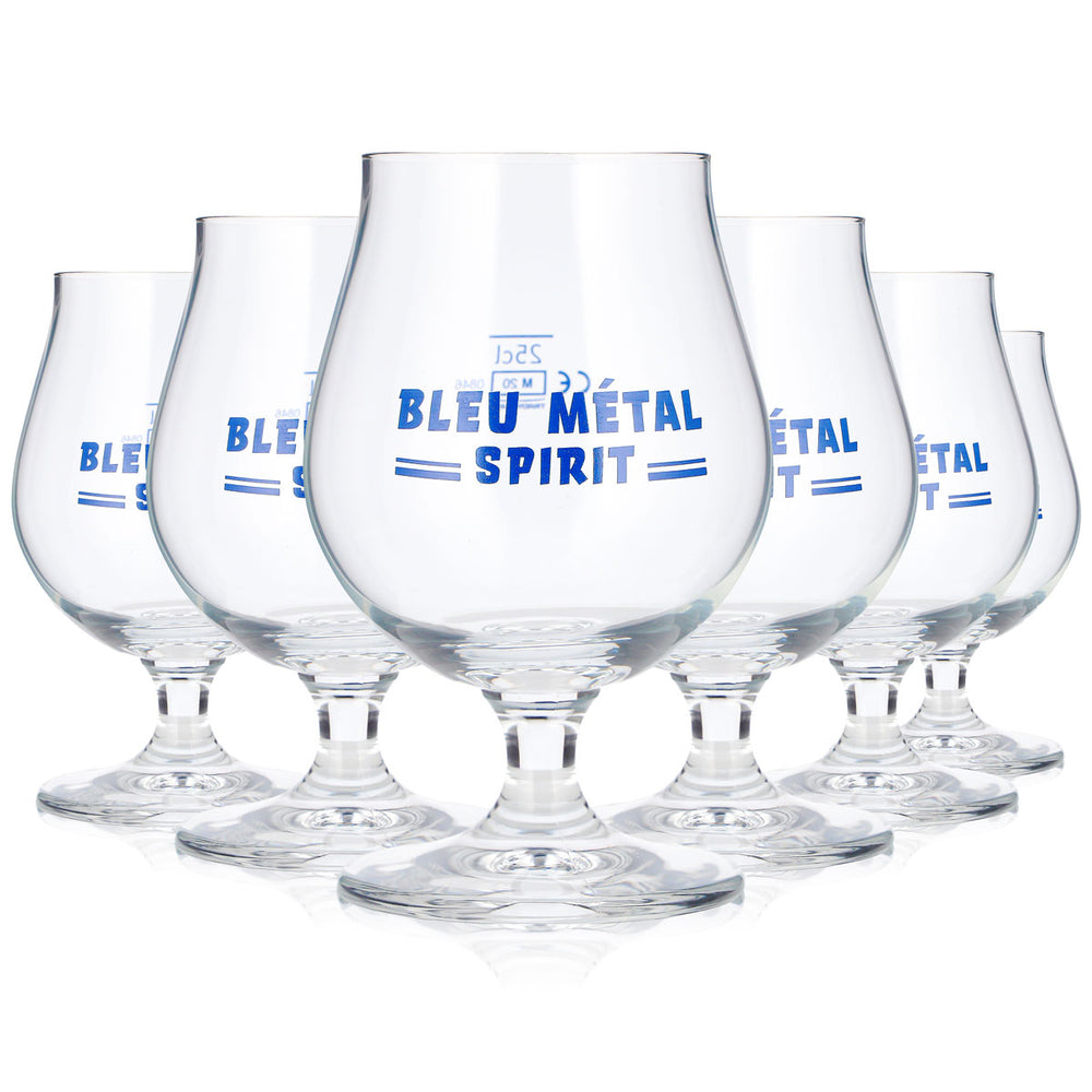 6 verres à bière Le Rouget de Lisle, 0,25 l, modèle « Pokal », Bleu Métal Spirit (lot de 6)
