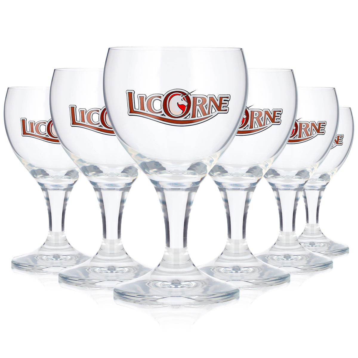 6 verres à bière « Licorne Noël » de 0,125 l, en forme de coupe, avec logo licorne et inscription en lettres marron (lot de 6)