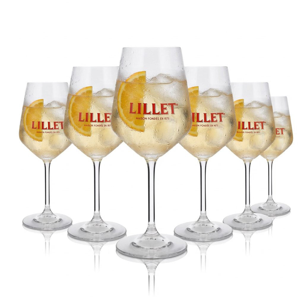 lot de 6 verres à pied Lillet 0,46 l – Originaux avec repère de 4 cl pour apéritif et tonic