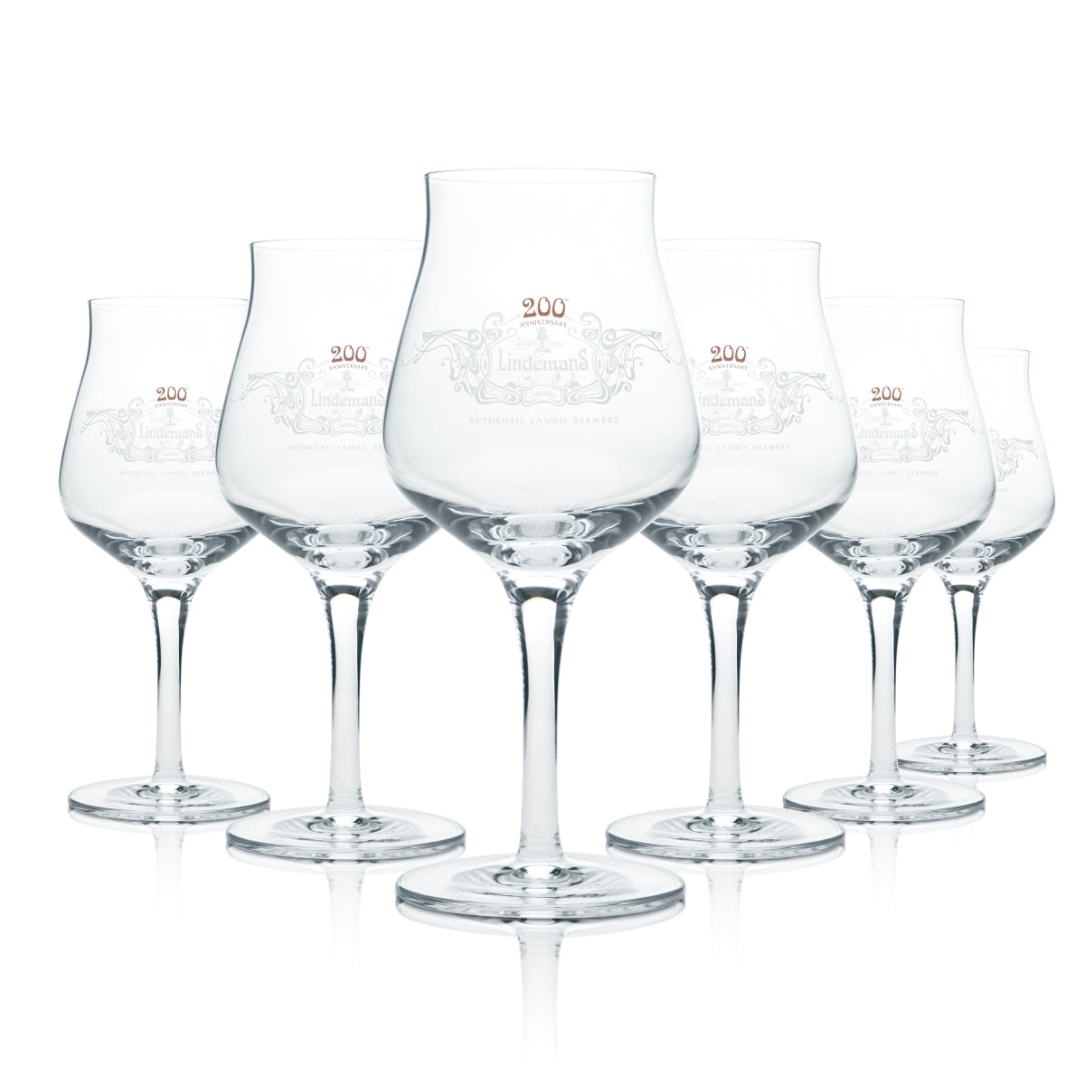 6 verres à bière Lindemans 0,25 l, forme tulipe, Belgique, bière artisanale, demi-pinte