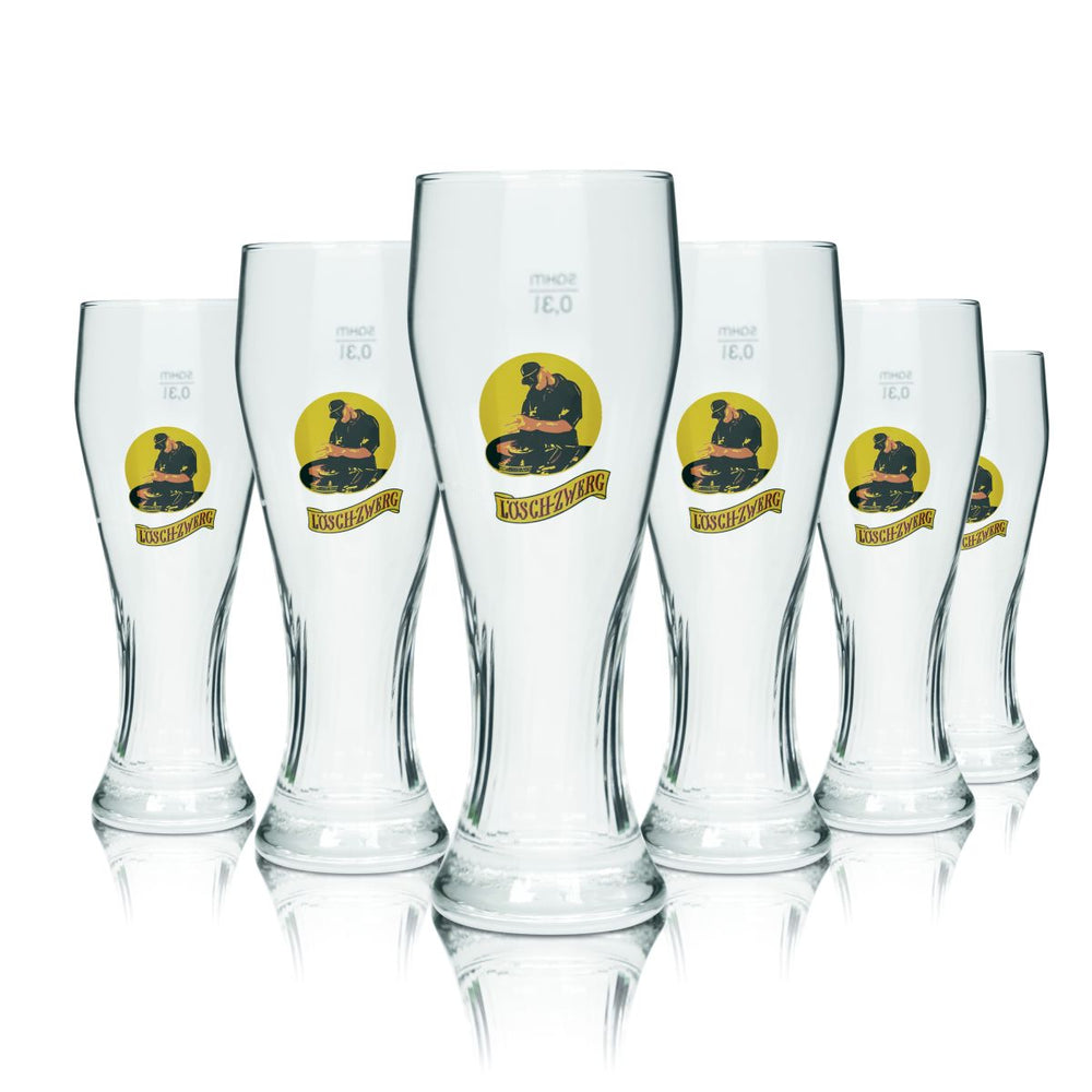 6 verres à bière blanche Löschzwerg 0,3 l Contour Hefeweizen Verres Brasserie Gastronomie Étalonnés