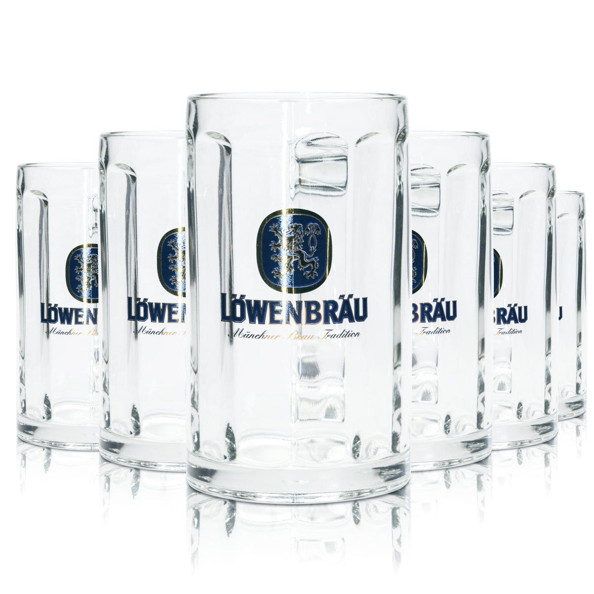 6 verres à bière Löwenbräu 0,3 l, chope Glückauf Rastal, verres à anse Beer