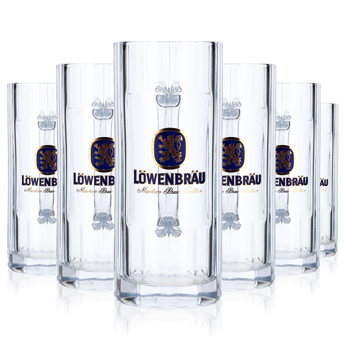 6 verres à bière Löwenbräu, chopes à bière 0,3 l, cruche Wallenstein, produit de seconde choix