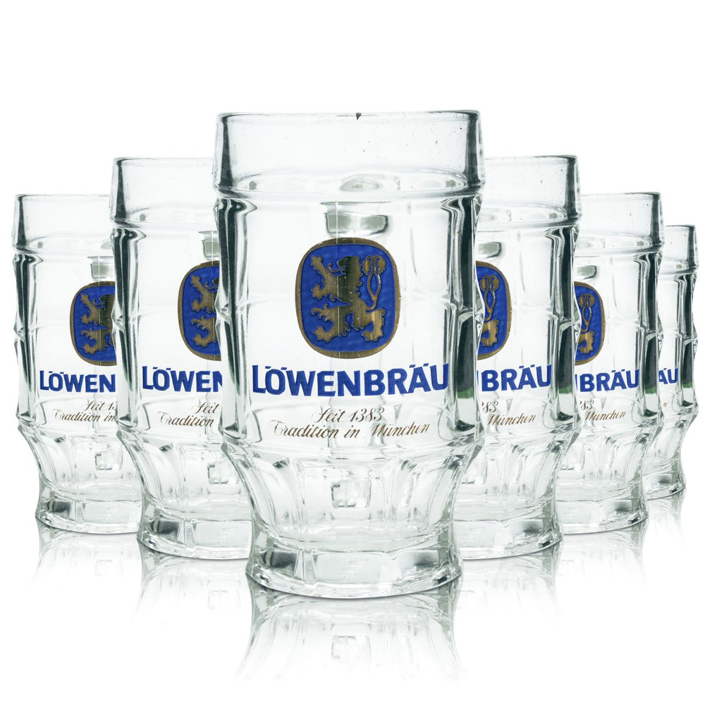 6 verres à bière Löwenbräu 0,4 l, verres profilés, chopes, verres à bière, set de verres, brasserie