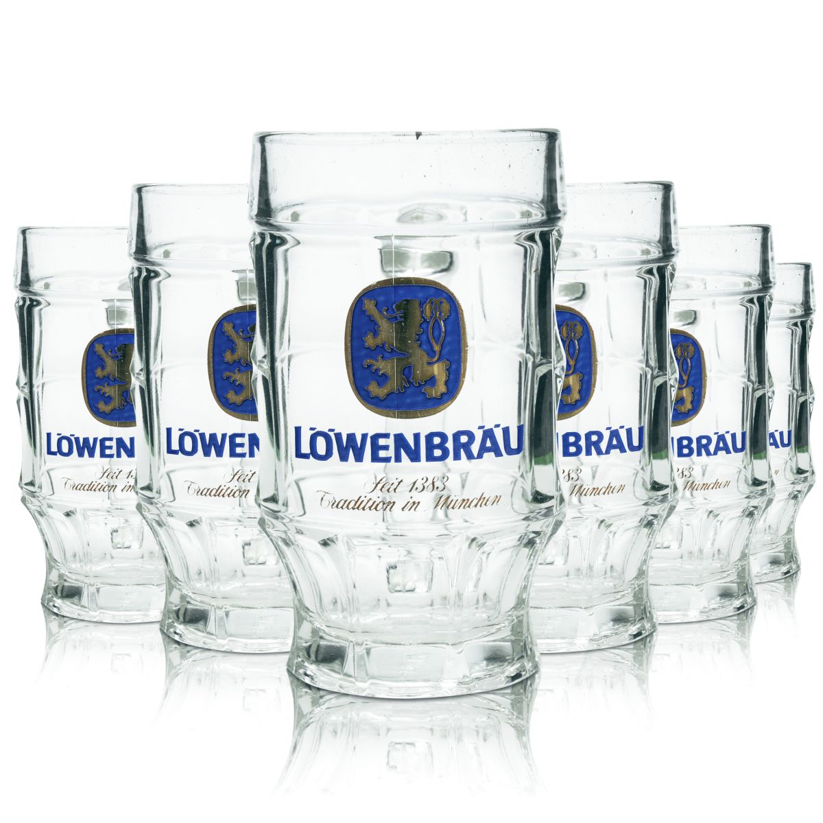 6 verres à bière Löwenbräu 0,4 l, verres profilés, chopes, verres à bière, set de verres, brasserie