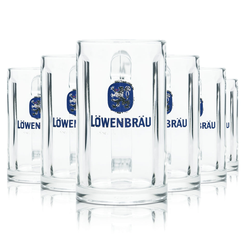6 verres Löwenbräu 0,2 l, verres à bière profilés, chopes, verres à bière Seidel, brasserie, restauration