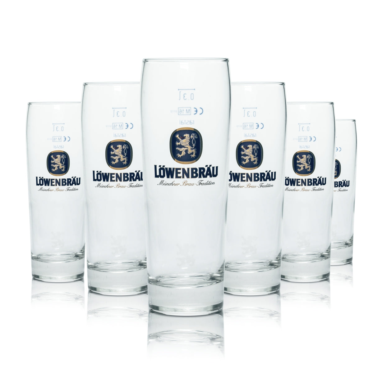 6 verres Löwenbräu 0,3 l Willi Becher Verres Brasserie Gastronomie Calibrés Bavière