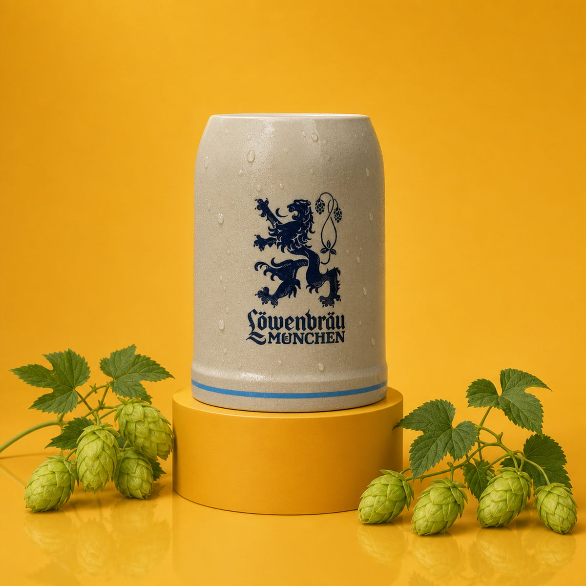 6 chopes en verre Löwenbräu 0,5 l, chopes à bière, verres Seidel, brasserie de Munich