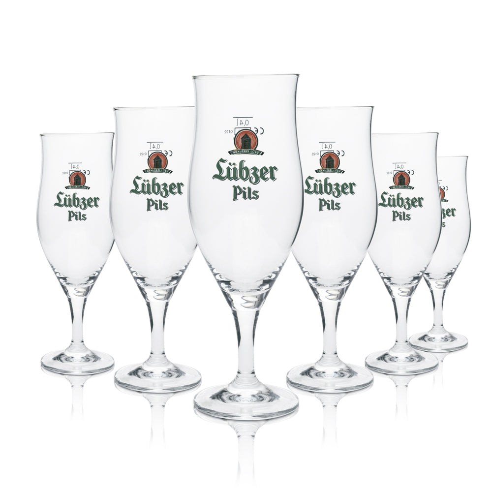6 verres à bière Lübz 0,4 l Pils Ritzenhoff