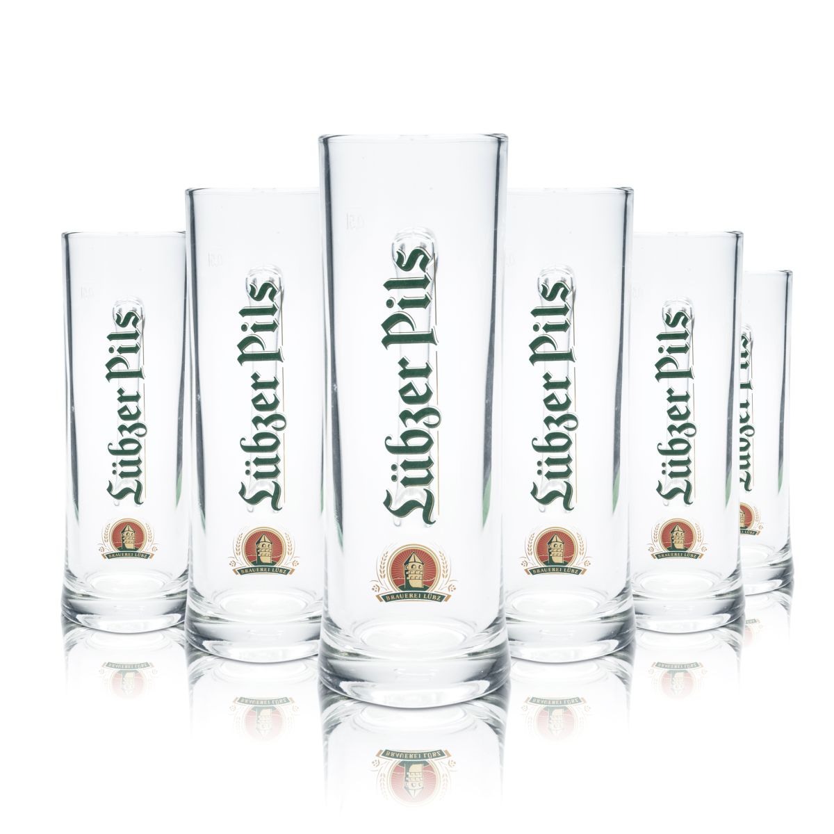 6x Lübzer Verre à bière 0,5l Pils Krug Verre à anse Humpen Seidel Set de verres de brasserie