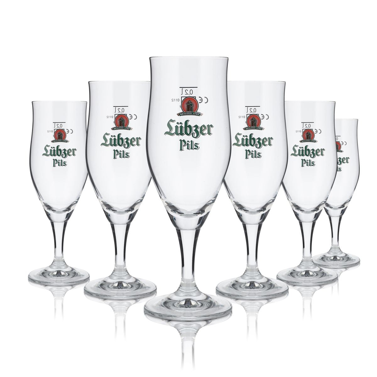6 verres Lübzer 0,2 l Verres à bière tulipe exclusifs Set de verres à bière Brasserie
